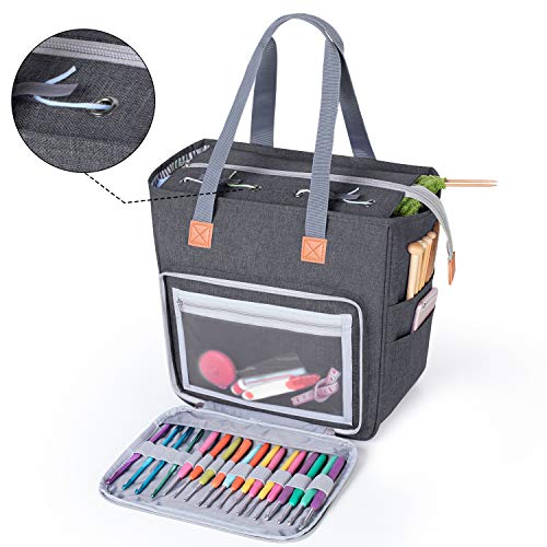 LUXJA Knitting Yarn Storage Tote Bag, Gray - color: Gray, size: Medium
