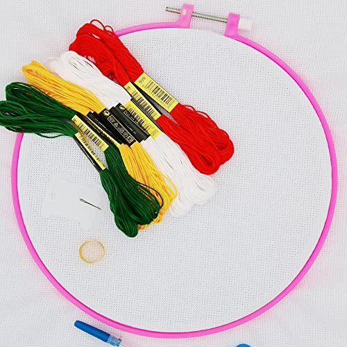 Cldamecy 6 Pieces Multicolor Embroidery Hoops (3.4 inch to 11.2 inch),Plastic Round Adjustable Circle Frame Cross Stitch Hoops for Embroidery,Decoration,Art Craft and DIY Project