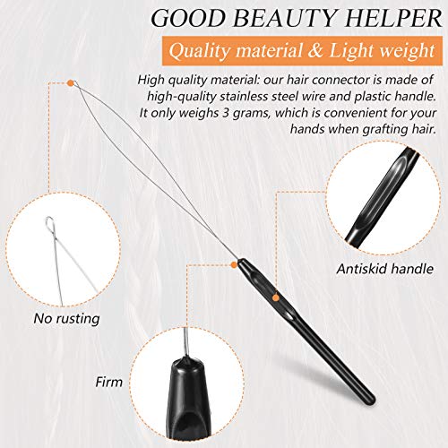 Chuangdi 20 Pieces Hair Extension Loop Needle Threader Pulling Hook Needle Bead Device for Hair or Feather Extensions Supplies, DIY Hook Tool Loop Tools(Black) - color: Black