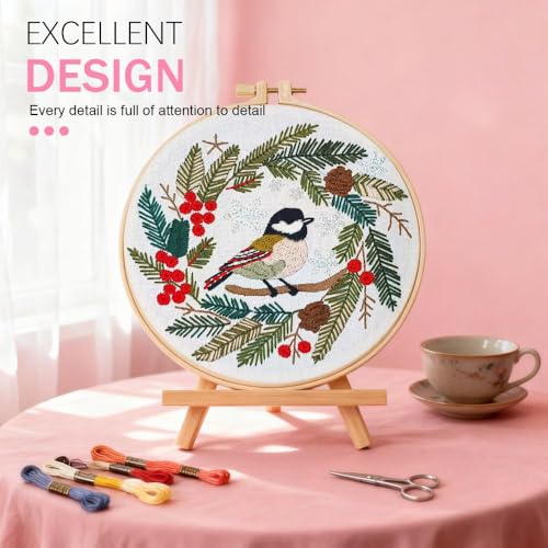 Huacan Embroidery Kit for Beginners Easy Needlepoint Kits for Adults with Stamped Embroidery Patterns. (Bird) - style: Bird