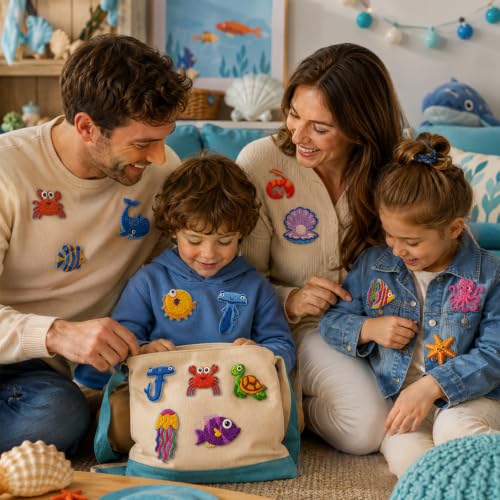 Cinrobiye 41 Pcs Ocean Animals Patches Self Adhesive Under The Sea A to Z Alphabet Applique Sea Animals Themed Chenille Letter Patches Stick on for Clothing Hats Bags Fabric DIY Crafts - style: Marine Animals