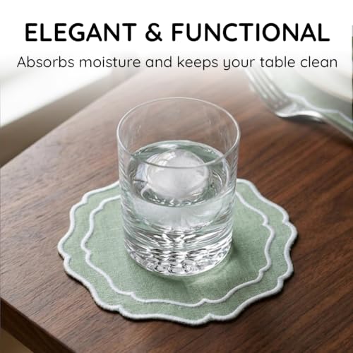 Linen Coasters for Drinks, Set of 6, 6 inch, Kiwi - color: 1257 - Kiwi, size: 6 inches