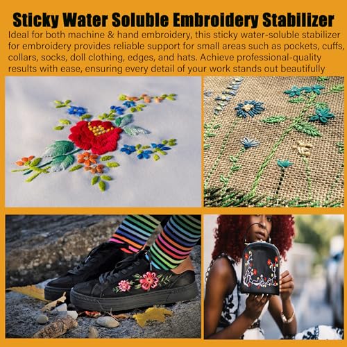 6 Sheets Water Soluble Embroidery Stabilizer Paper, 8.27 x 11 inches, Medium Weight Wash Away Stabilizer Allowed for Print or Draw Patterns