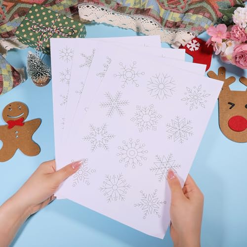 GLOBLELAND 4 Sheets Christmas Snowflake Water Soluble Embroidery Pattern - color: Christmas Snowflake