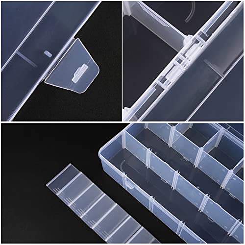 BTremary 15 Grids Clear Plastic Storage Box with Compartment, Craft Organizers and Storage, Transparent Jewelry Storage Box, Small Parts Organizer for Sewing Bead Washi Tape Thread (Pack of 2) - size: 15 Grids (Pack of 2)