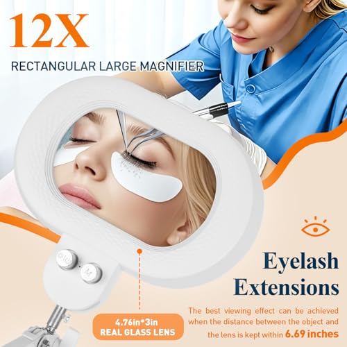 2200 Lumens 12X Esthetician Magnifying Floor Lamp, 3-Axis Magnifier - color: White, size: 12X