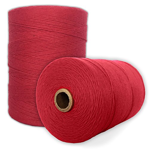 100% Cotton Loom Warp Thread (Red), 8/4 Warp Yarn (800 Yards), Perfect for Weaving: Carpet, Tapestry, Rug, Blanket or Pattern - Warping Thread for Any Loom - color: Red