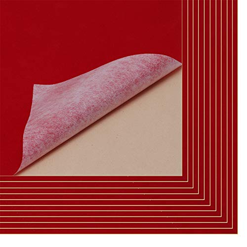 Mesheshe 10PCS Self Adhesive Felt, DIY Self Adhesive Fabric for Art & Crafts, Peel and Stick Felt for Drawer/Jewelry Box Felt Liner, A4 Size (8.3" x 11.8", Red) - color: Red, size: 10PCS