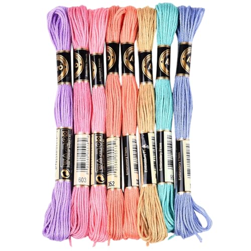 8 Skeins 6 Strands Colorful Embroidery Floss Variegated Cross Stitch Thread Needlepoint Gradient Friendship Bracelet String Yarn Threads Bulk for Sewing Bracelets Knitting Stitching Crafts - color: Colorful Thread, size: 70 Yards
