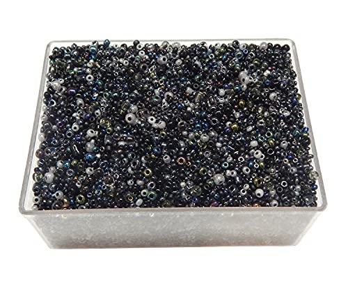 Perlin Glass Seed Beads 2mm 3mm 4mm Round Pony Beads Pack of 3000 Mixed Size, Colour Mix for Jewelry Making Earrings Bracelets Pendants Waist DIY Handmade (Black) - color: Black
