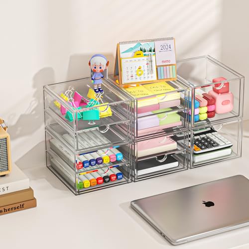 caktraie 4-Drawer Acrylic Storage Organizer for Desk, Crafts,Vanity - size: 4 Drawers