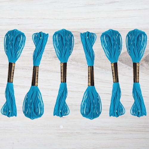 Embroidery Floss Pack – 6 Skeins, 8.7 Yards Each – Basic Blue Embroidery Floss for Needlework, DIY Bracelets, Crafting, Weaving - color: Basic Blue