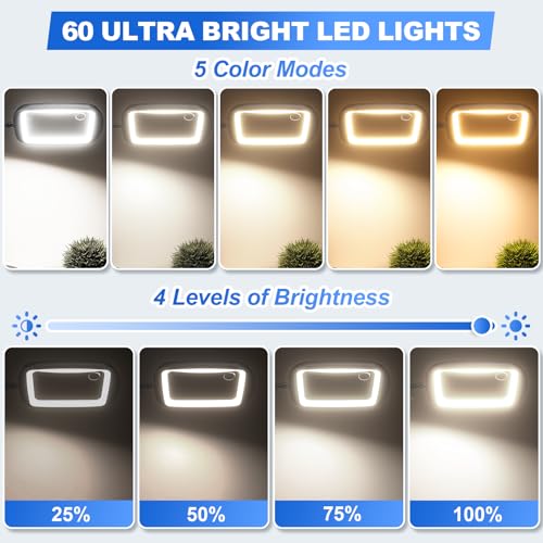 10X 30X 7'' Extra Large Magnifying Glass with Light and Stand, 5 Color LED