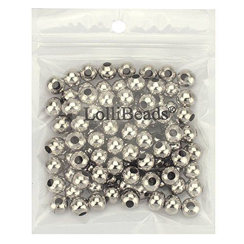 (R) Platinum Smooth Round Metal Beads 10 mm 100 Pcs - color: Platium 100 Pcs 10mm