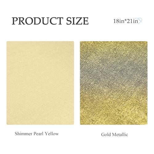 10 Pieces 18 x 21 Inches Cotton Fabric Precut Quilting Fabric Bundles Solid Colors Layer Cakes Quilt Material for DIY Craft Sewing Embroidery (Shimmer Pearl Yellow, Gold Metallic) - color: Shimmer Pearl Yellow, Gold Metallic