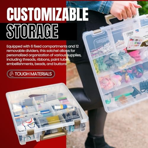 ArtBin Super Satchel Craft Organizer with Removable Dividers, Clear