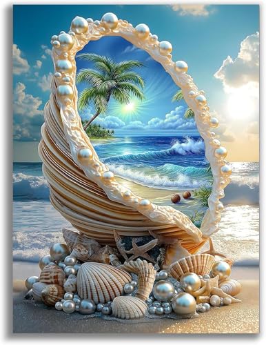 Seashell and Summer Beach Stamped Cross Stitch Kits, Embroidery Starter Kit for Adult Beginners, 11CT Cross-Stitch Patterns Dimensions Kit Arts，Needlepoint Kit Crafts for Home Decor 15.7x11.8 inch - color: T011