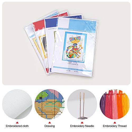 Eiazuiks Stamping Cross Stitch Kit, Sunset Counting Cross Stitch Kit for Adult Beginners, Full Line DIYStitching Kit for Home Decor Cross Stitch Patterns 12x16 inches - color: AKW084