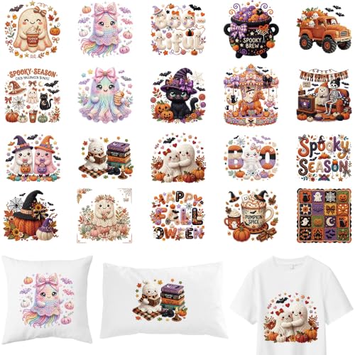 20 Pcs Halloween Iron on Transfers for T Shirts - color: Faux Yarn Halloween