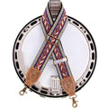 Nefelibata Banjo Strap,2"Wide Double Crazy Horse Leather Jacquard Embroidery Strap Adjustable Replacement,Multi-pattern Strap With Metal Clips - color: A#-ethnic Style Embroidery Orange