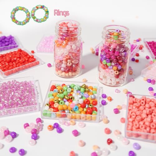 11200pcs Glass Seed Beads for DIY Crafting Bracelet Necklace Embroidery Jewelry Making Supplies (3mm, 400pcs/Color, 28 Colors, Red Scheme) - color: Red