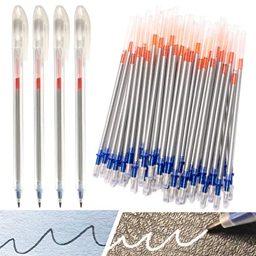 54 Pcs Leather Marking Pen Silver Fabric Markers Pen Set, 4 Pcs Pen Barrel with 50 Pcs Silver Leather Markers Refills for Sewing, Leather, DIY Dressmaking, Quilting Supplies
