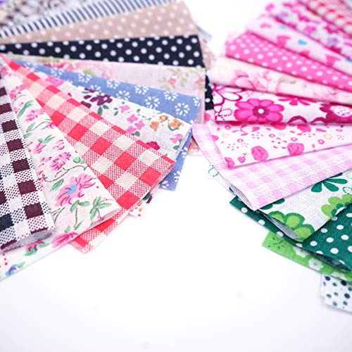 Phantomon 50pcs Cotton Fabric Craft Linen Square Precut Patchwork Sheets for Quilting, Sewing, Scrapbooking, Simplicity Patterns (4Inch x 4Inch) - size: 4Inch x 4Inch