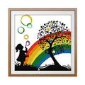 ITSTITCH Printed Cross Stitch Kits 11CT 20X20 inch Holiday Gift DIY Embroidery Starter Easy Patterns for Girls Crafts DMC Stamped Supplies Needlework Rainbow Bubble Girl - color: Stamped 20.1x20.2 inch