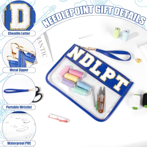 BuyCard Needlepoint Project Bag, NDLPT Clear Zipper Pouch Sewing Gifts Bag - color: Blue
