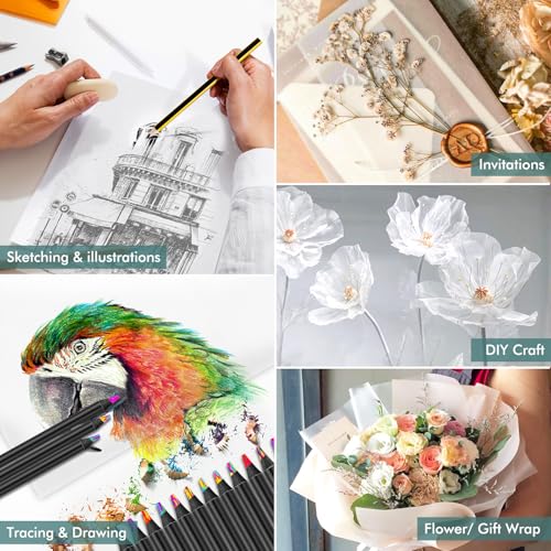 120 Sheets 8.5”x 11” Tracing Paper, Loose Translucent Trace Drawing Paper - size: 8.5" x 11", 120 sheets, style: loose tracing drawing paper