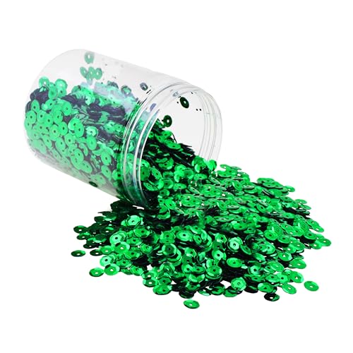 Mandala Crafts 6mm Cup Round Dark Green Sequins for Sewing Embroidery - color: Dark Green, size: 6mm Cup Sequins
