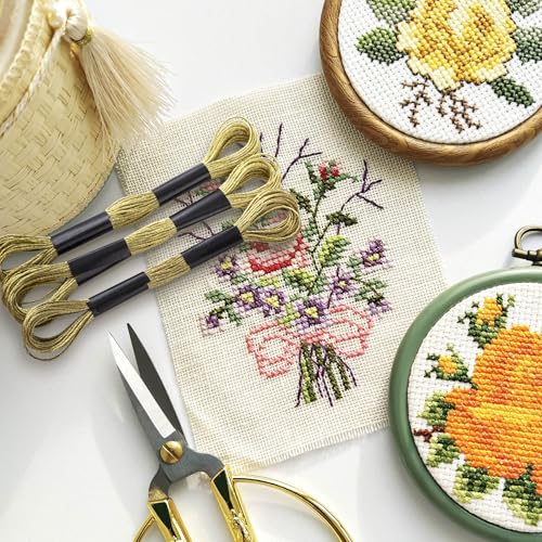 3 Skeins Metallic Embroidery Floss, Glitter Gold Embroidery Thread String, Polyester Cross-Stitch Threads for Hand Embroidery, String Art, DIY Bracelet- Gold - color: Gold