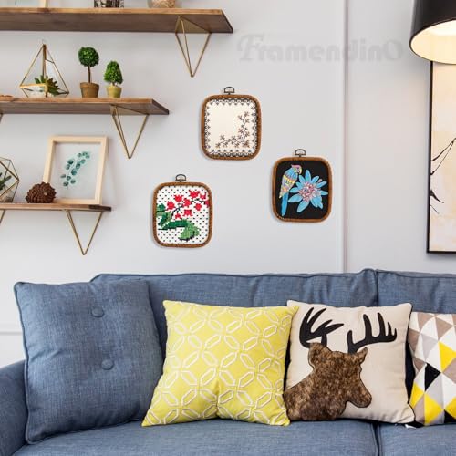 Framendino, 3 Pack Imitation Wood Embroidery Hoops Cross Stitch Craft Hoop Frame for Birthday 3.74"x4.33" - size: 3.74" x 4.33"