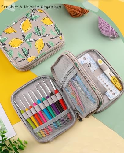 Weabetfu 102pcs Crochet Hooks Set Crochet Hook Kit with Case Ergonomic Crochet Needles for Arthritic Hands and Crochet Accessories Complete Crochet Set for Beginners & Experieced Crochet Lovers - color: Yellow