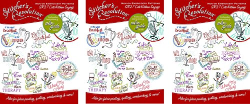 Stitcher's Revolution SR27 Cute Kitchen Sayings Iron-On Transfer Patterns for Embroidery, (3 Pack)