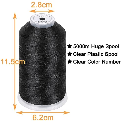 New brothread 5000M Huge Spool Embroidery Machine Thread - Black - color: Black-900