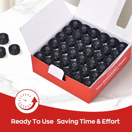 Poolin Black Magsnap Prewound Bobbins,Style L (SA155) - color: Black 70D 144PCS