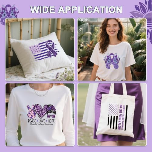 Dtf Transfers Ready to Press - 20Pcs Domestic Violence and Breast Cancer Awareness Iron on Transfers Decals Patches, in October We Wear Purple Pink Ribbon Heat Stickers for DIY Tshirts Bags - color: Domestic Violence960