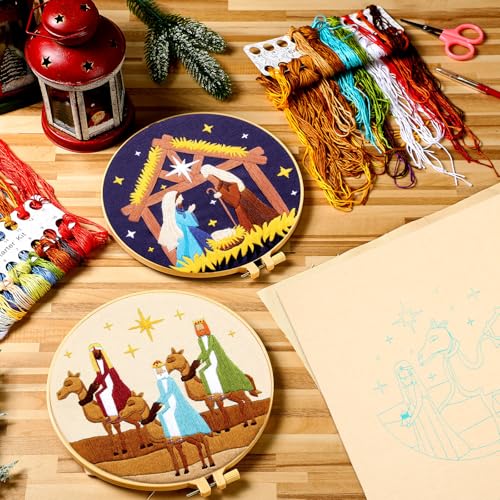 Riceshoot 8 Set Nativity Scene Christmas Embroidery Kits, Cross Stitch Kits - style: Nativity