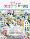 Cross Stitch Patterns - 2 Whimsical Villages - Full Coverage Modern Cross Stitch Designs