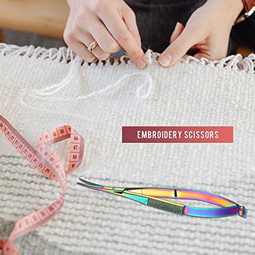 Hicarer 1 Pcs 4.7" Curved Eyebrow Embroidery Sewing Scissors, Multicolor - color: Multicolor
