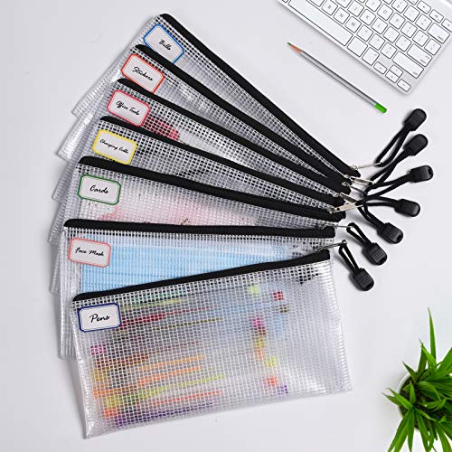 6PCS Mesh Zipper Pouch Bags: A6 Clear Zipper Pouches for Classroom, Black - color: Black, size: A6 (9.25×4.25 inch)