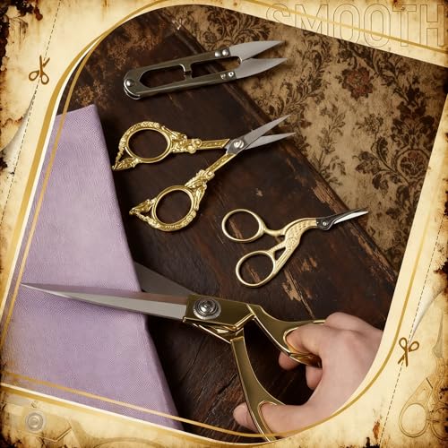 Therwen 4 Pcs Vintage European Embroidery Scissors