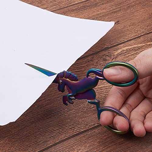 SUNNYCLUE 1pc Unicorn Sewing Scissors 4.5Inch Small Snips Stainless Steel Sharp Tip Brow Shaping Vintage Scissors Shears for DIY Crafting Needle Work Threading Art Work - color: Rainbow Color-1pc-unicorn Scissors