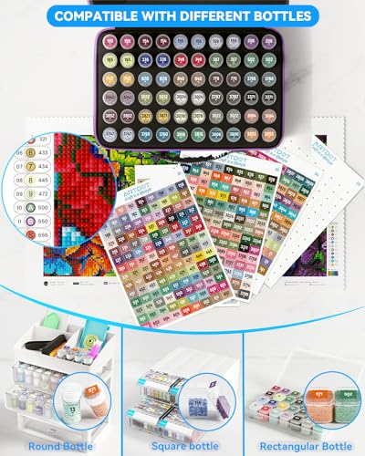 ARTDOT 2 Set Label Stickers for Diamond Art Storage Kits for Adults, 489 Colors Stickers Matched with Actual Embroidery Floss as Diamond Painting Accessories and Cross Stitch Supplies (Pack of 3) - size: Large (Pack of 3)