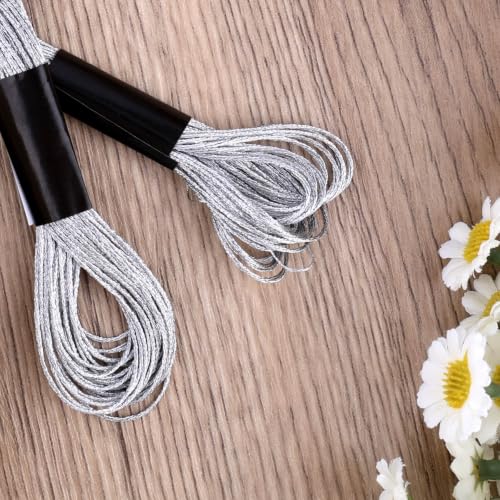 Gosknor 6 Skeins Embroidery Threads, Metallic Embroidery Floss (Silver) - color: Silver