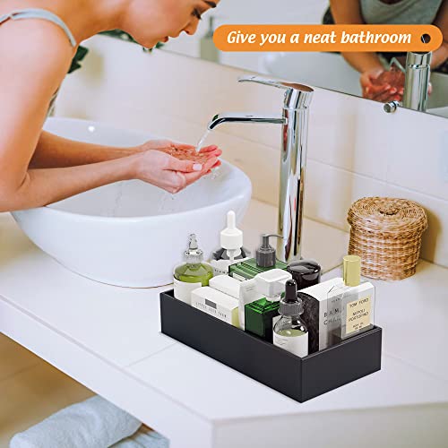 Black Bamboo Drawer Organizer - Silverware&Utensil Holder Organizer for Kitchen Drawers, Multi-Use Drawer Dividers Boxes for Bathroom Counter，Cabinet, Garage, Office Desk, Makeup, Jewelry (12*6*2.5) - color: Black, size: 12*6*2.5 inch
