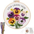 Nuberlic Embroidery Kit for Beginners, Pansy Needlepoint Kit - color: Pansy