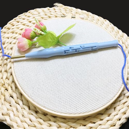 Woohome Punch Needle Kit Included Plastic Hoops, Punch Needle Cloth, Color Yarn and Punch Needle Tools for Adults, Beginners (18PCS Starter Kits) - color: Color 1