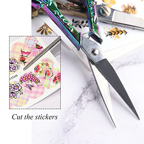 SUNNYCLUE 4.67Inch Stainless Steel Embroidery Sewing Scissor Retro-Style Bird Needlework Sewing Scissor for Fabric Paper Cutting Craft Threading Household Daily Use Cross-Stitch, Multi-Color - color: Rainbow Color-1pc-bird Scissors